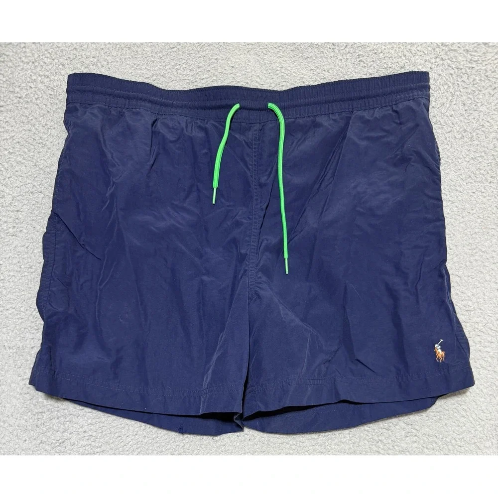 Vintage Polo Ralph Lauren Nylon Swim Trunks Mens XL Blue Flesh Pony